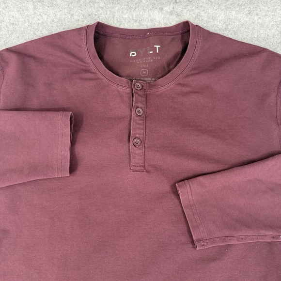 BYLT Basics Other - BYLT Basics Shirt Mens M Maroon Long Sleeve Drop Cut Performance Stretch Read